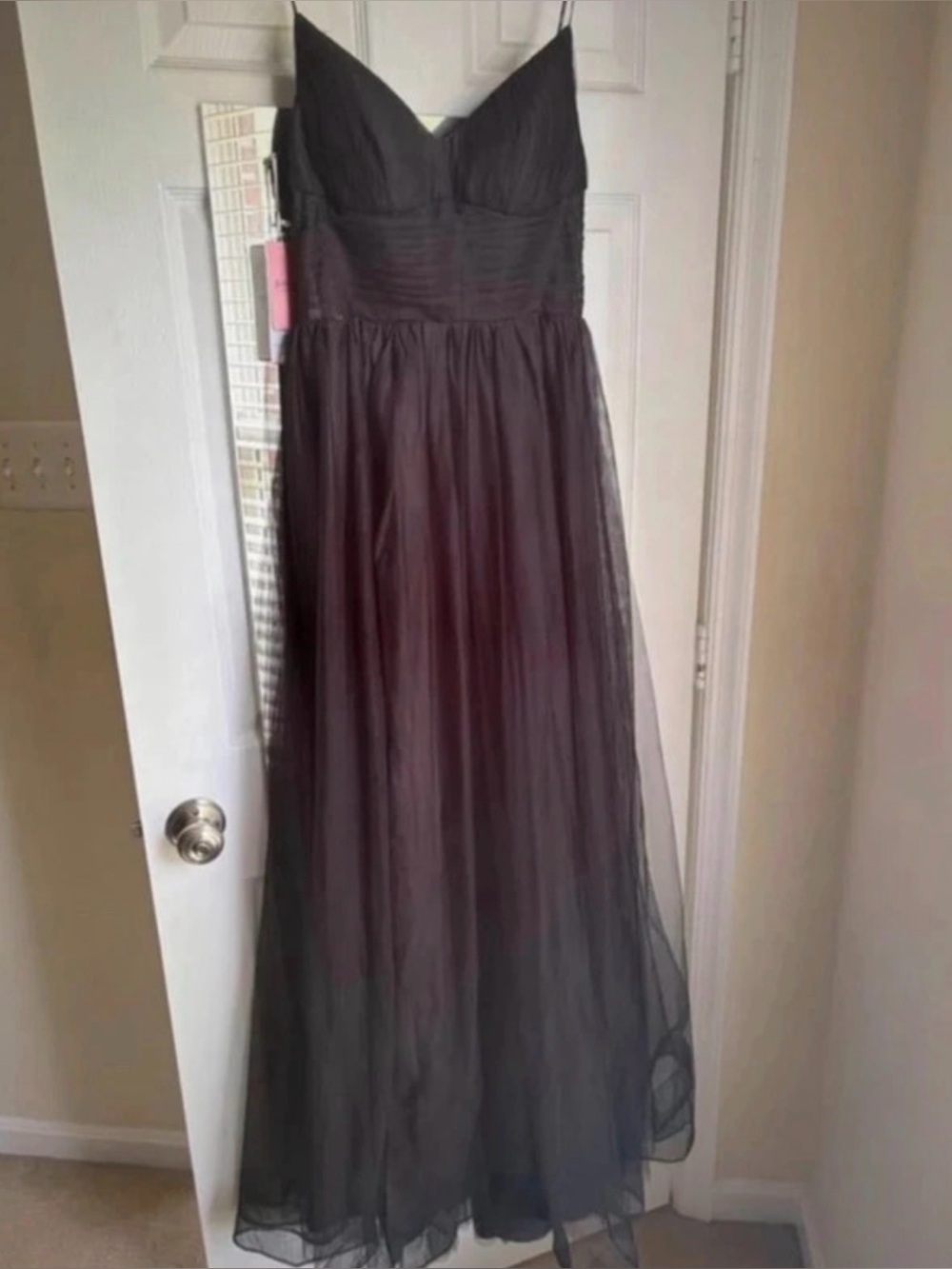 JJs House Black Spaghetti-Strap Tulle Maxi Dress